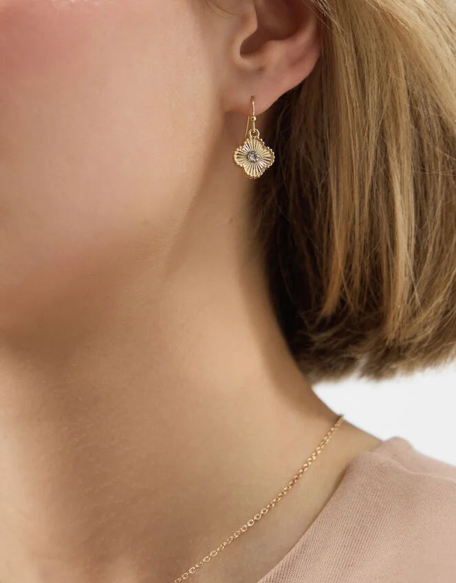 Diamante Clover Drop Earrings