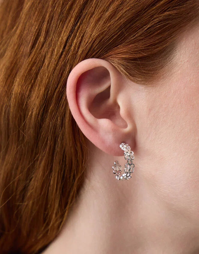 FLOWER CUT OUT HOOP - SILVER
