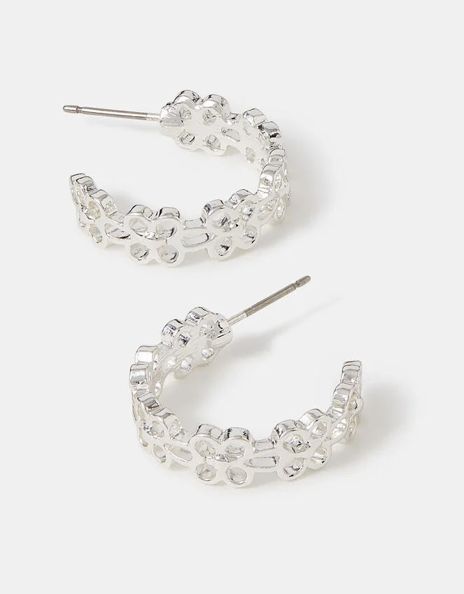 FLOWER CUT OUT HOOP - SILVER
