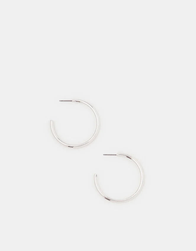 Medium Tube Hoop Earrings Silver