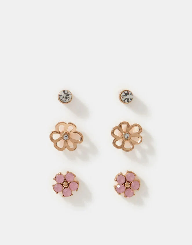 3 X FLOWER STUDS