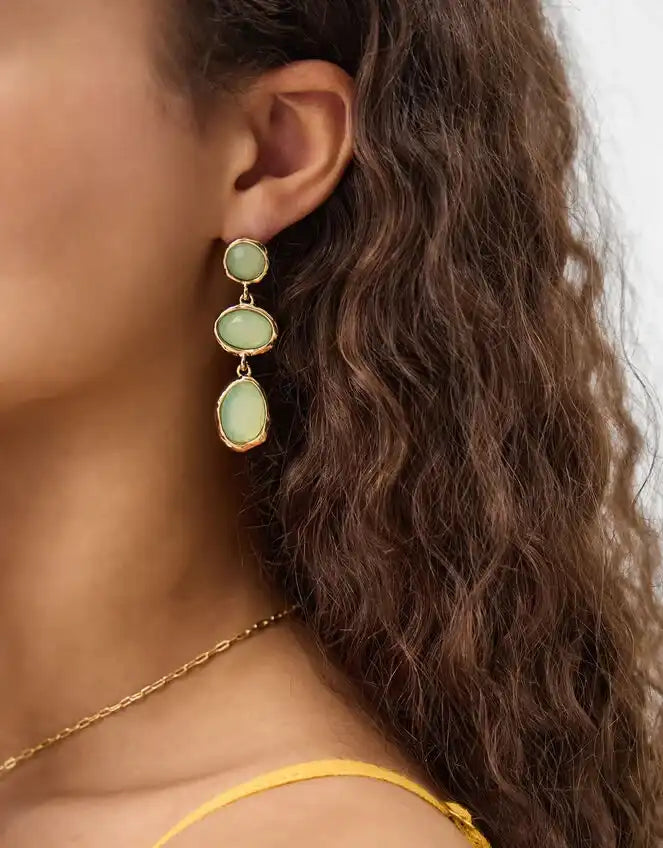 Triple Stone Drop Earrings