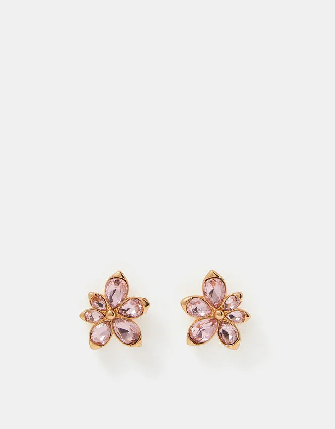 Gemstone Flower Stud Earrings