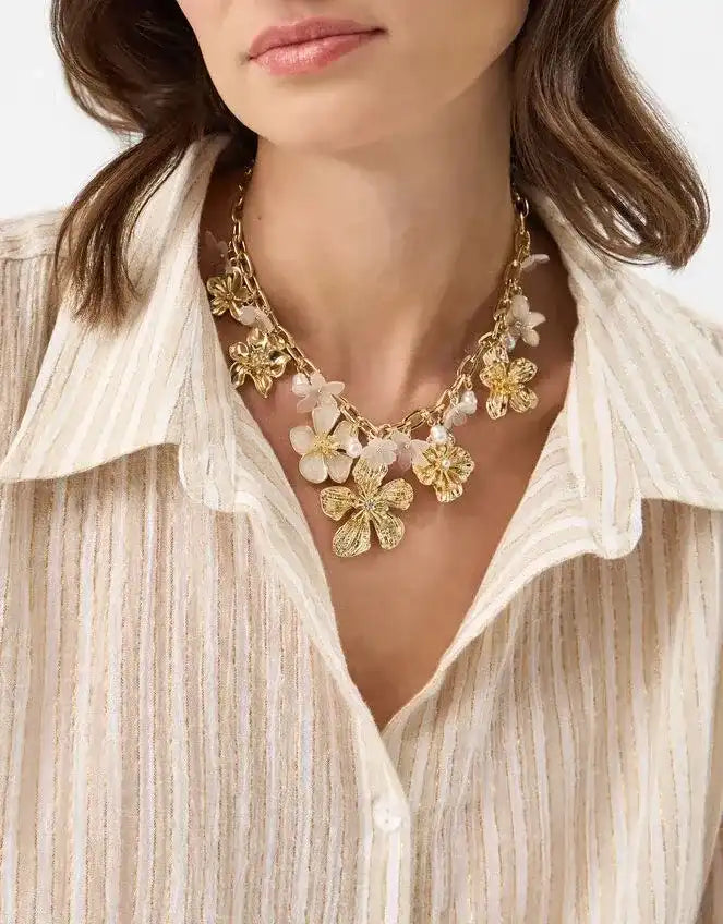 Statement Pearl Flower Necklace