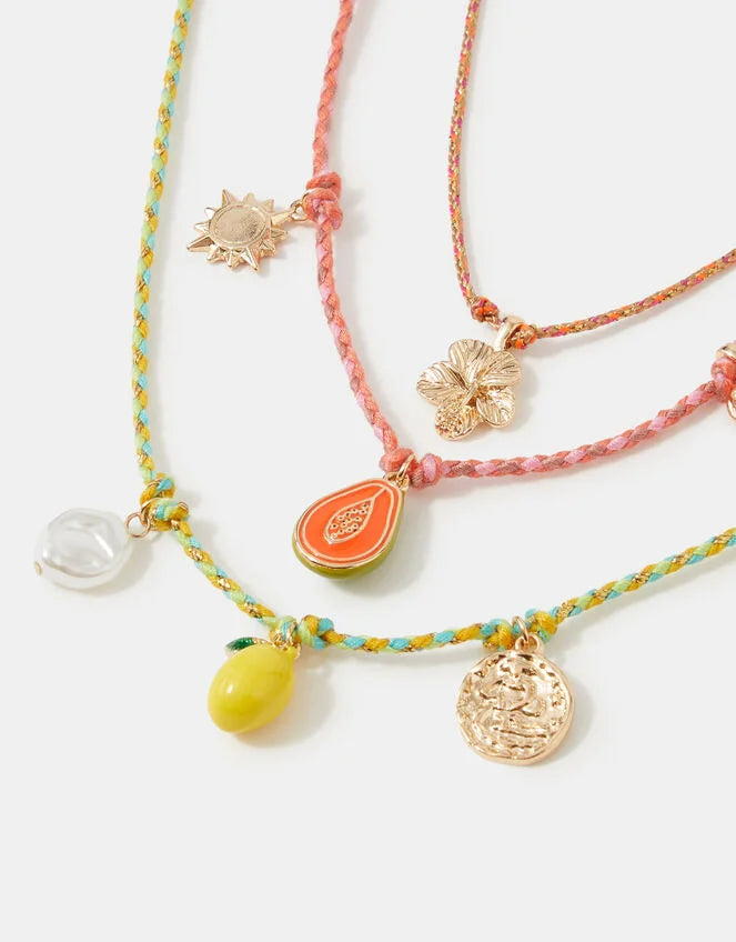 3-Pack Charm Cord Necklaces