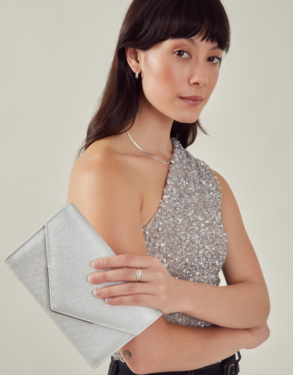 Metallic Envelope Clutch Bag