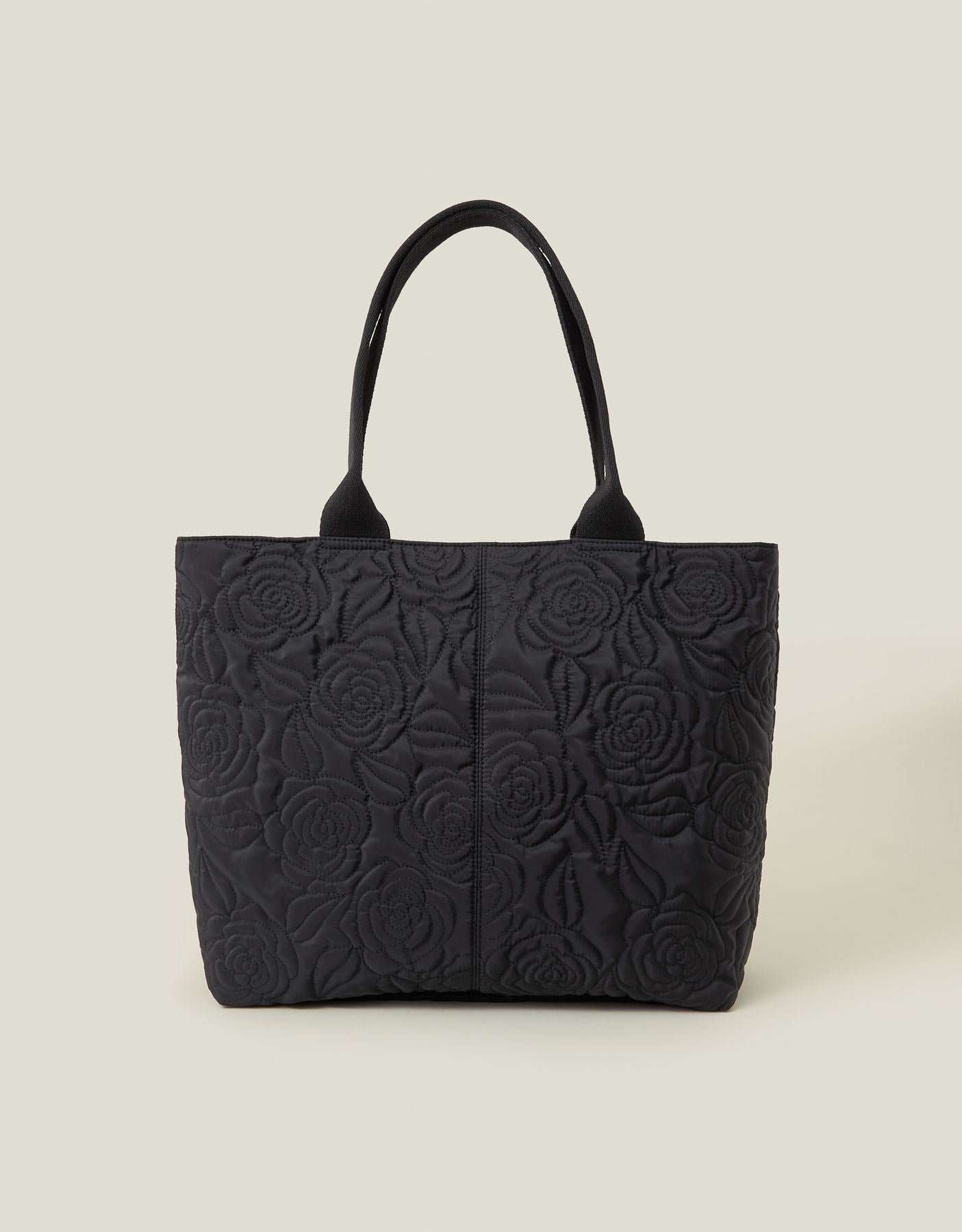 Floral Quilted Nylon Tote 