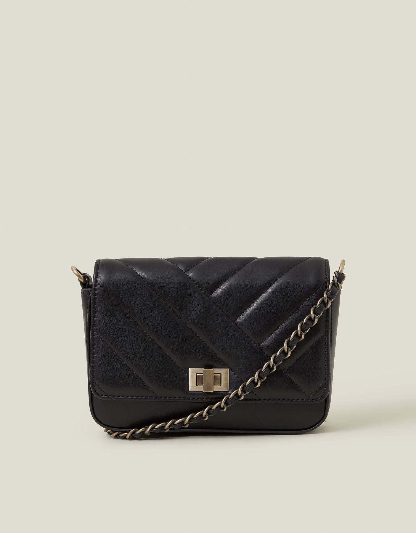 Chain Strap Faux Leather Cross-Body Bag