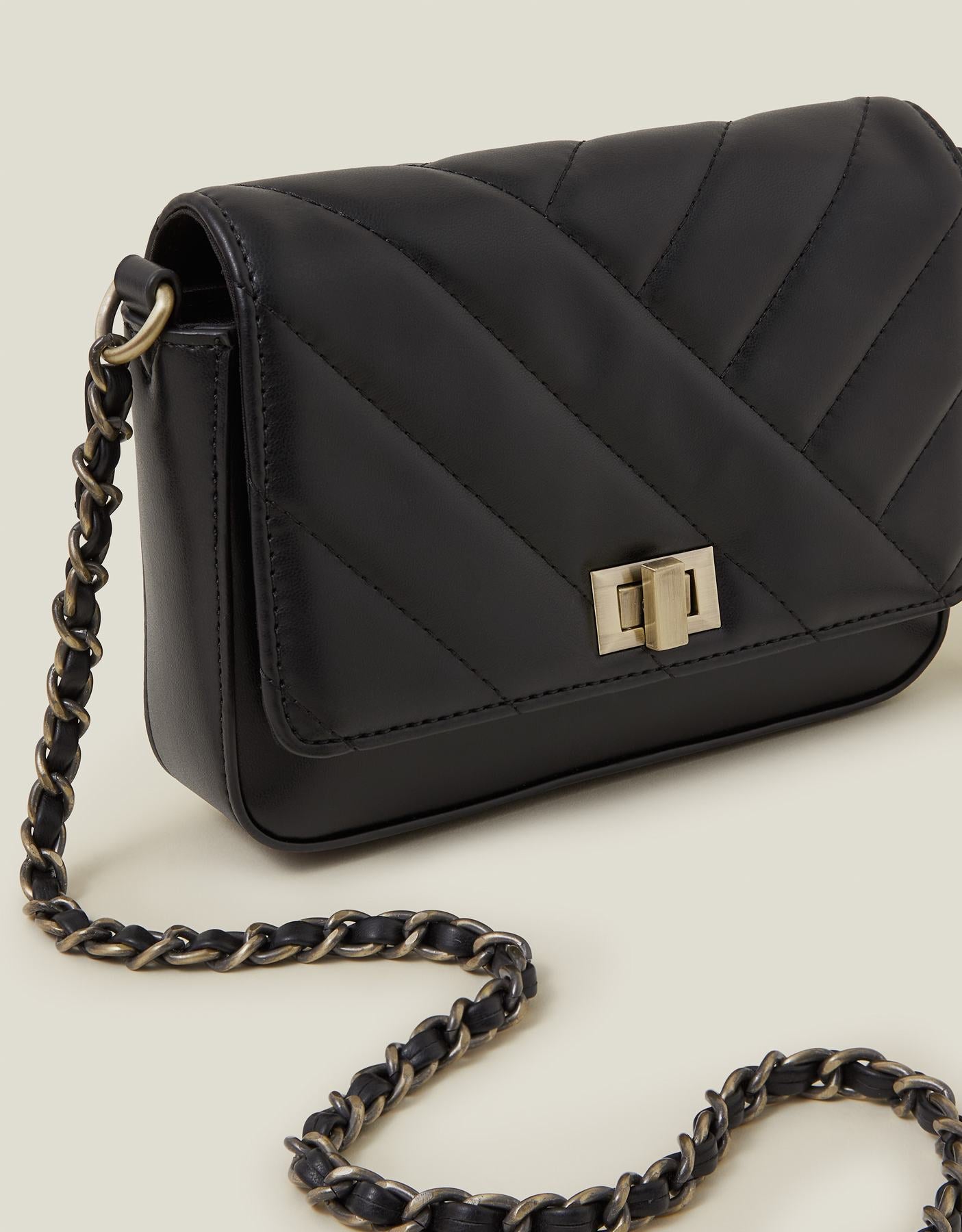 Chain Strap Faux Leather Cross-Body Bag