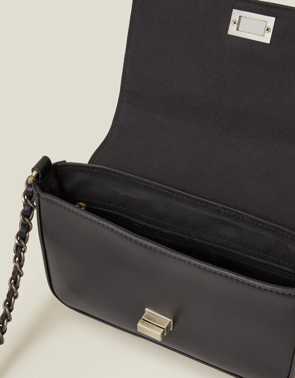 Chain Strap Faux Leather Cross-Body Bag