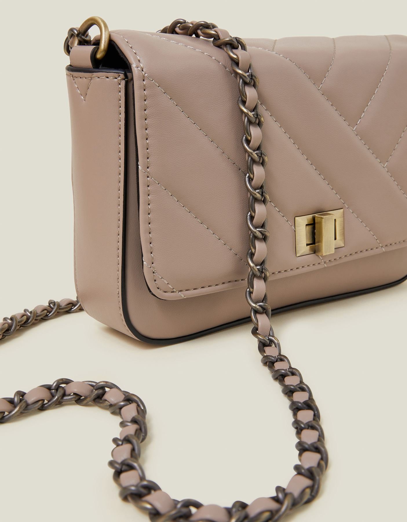 Chain Strap Faux Leather Cross-Body Bag