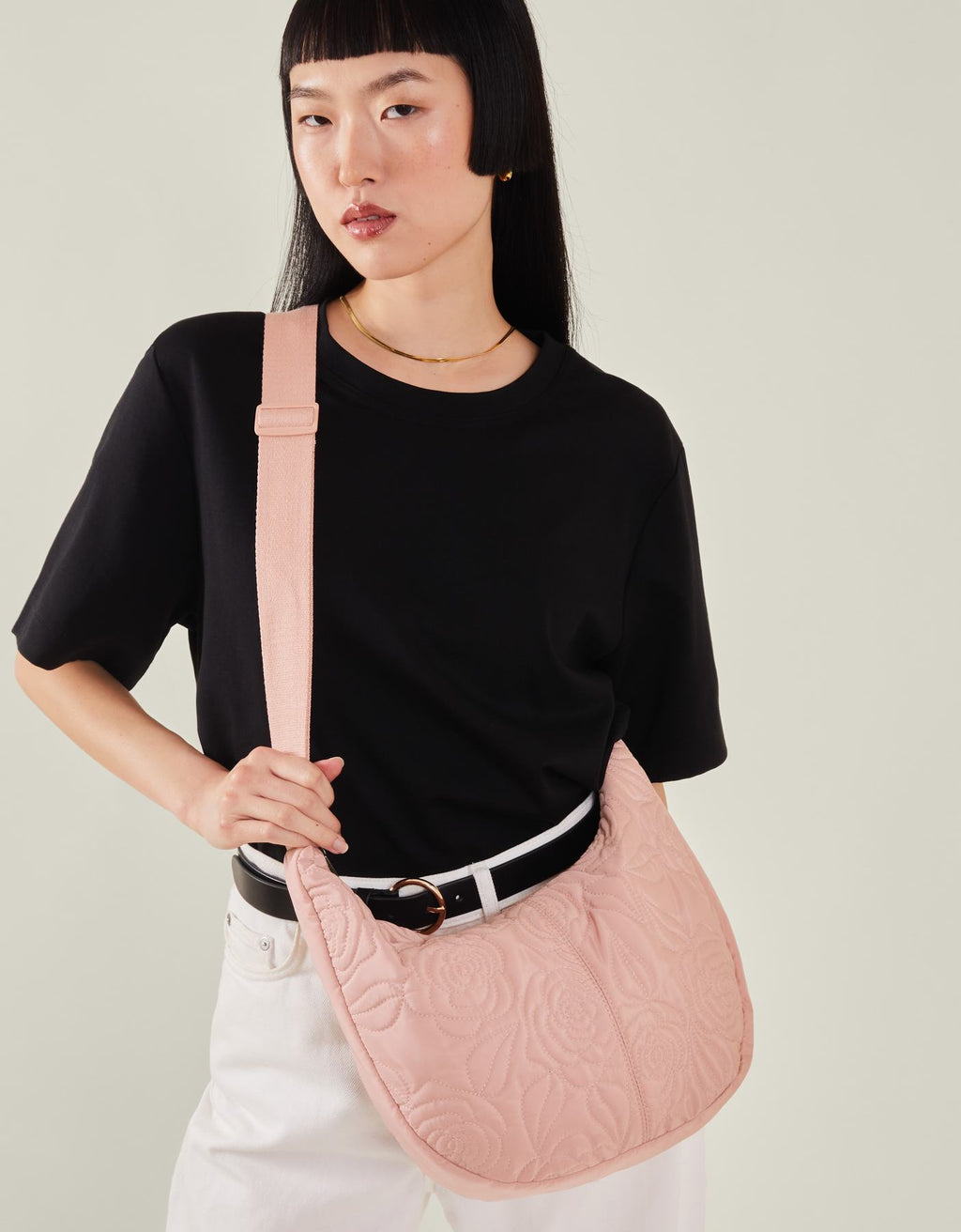 Large Floral Quilted Sling Bag 