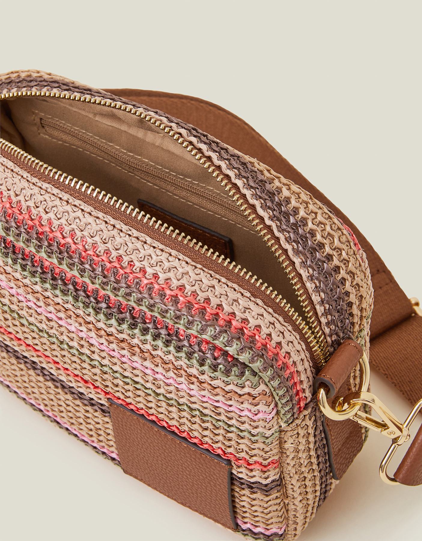 Small Stripe Raffia Cross-Body