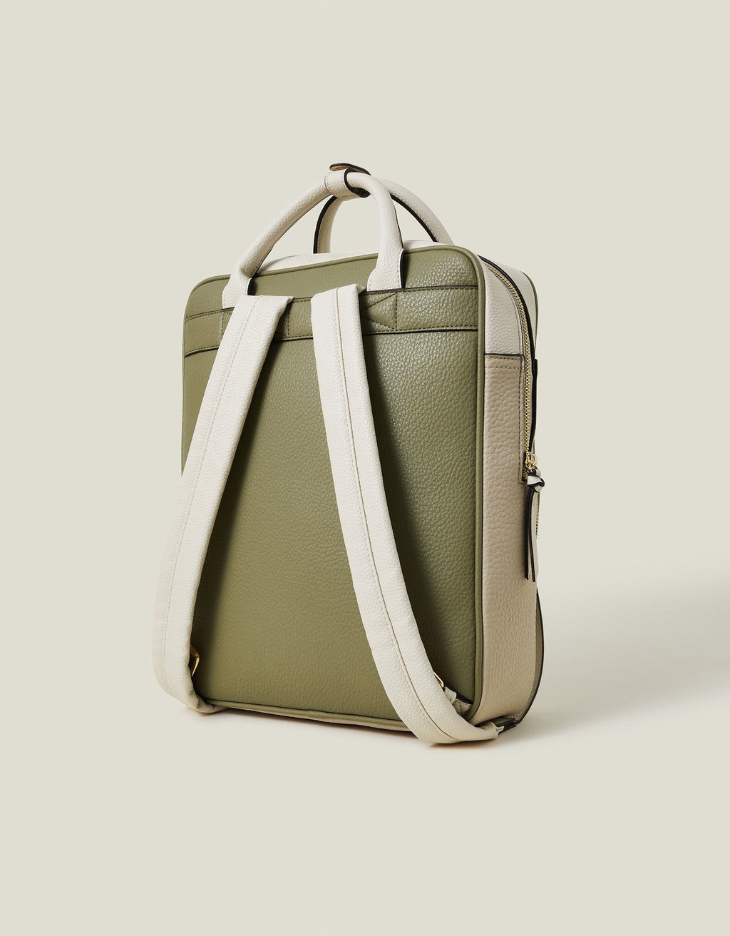 Two-Tone Top Handle Faux Leather Backpack