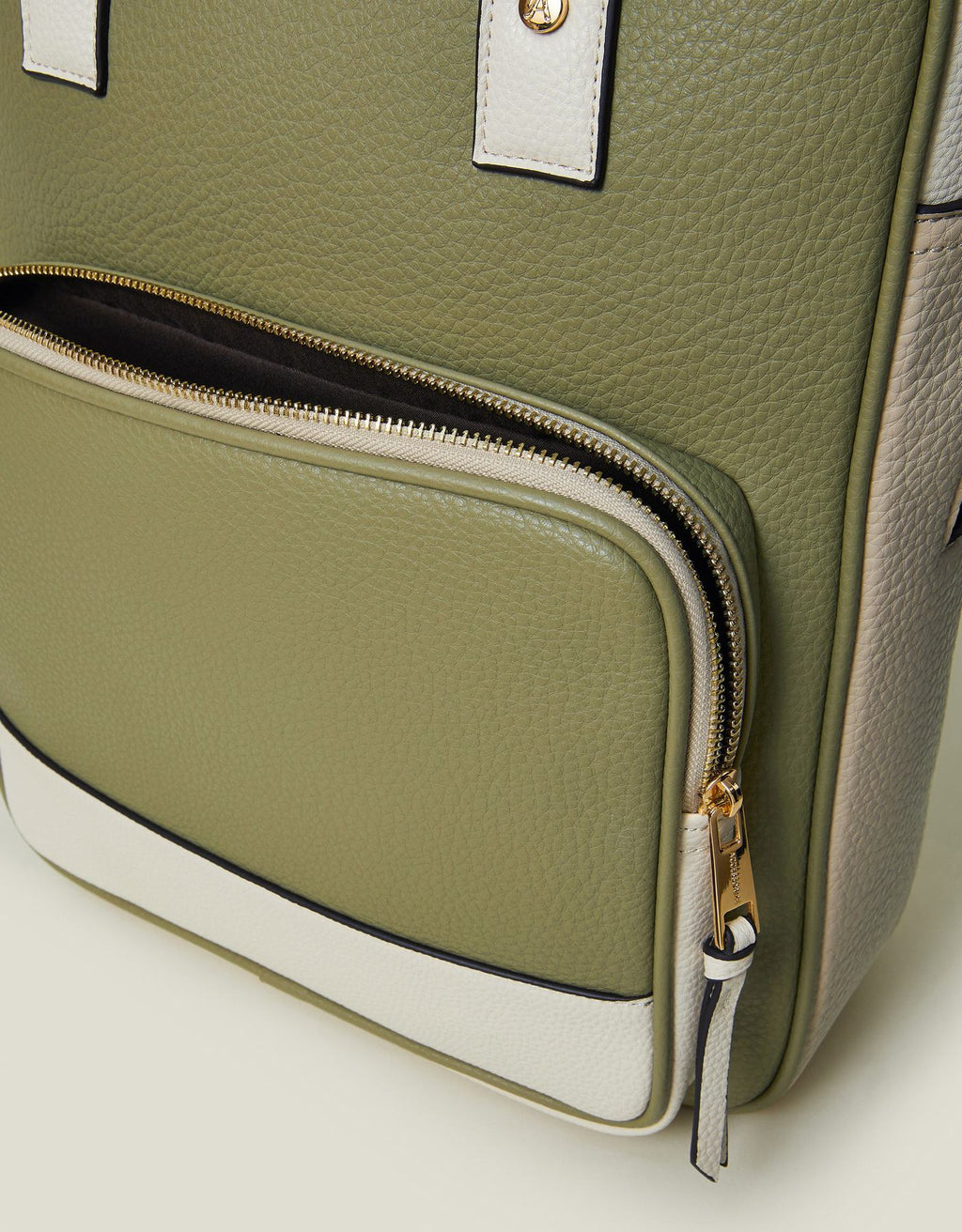 Two-Tone Top Handle Faux Leather Backpack