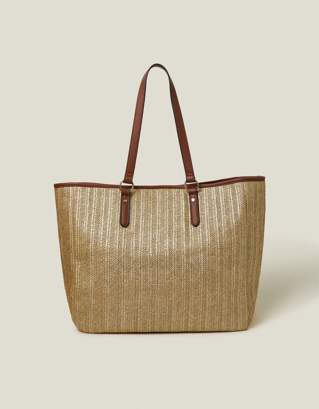 Large Metallic Raffia Shopper Bag