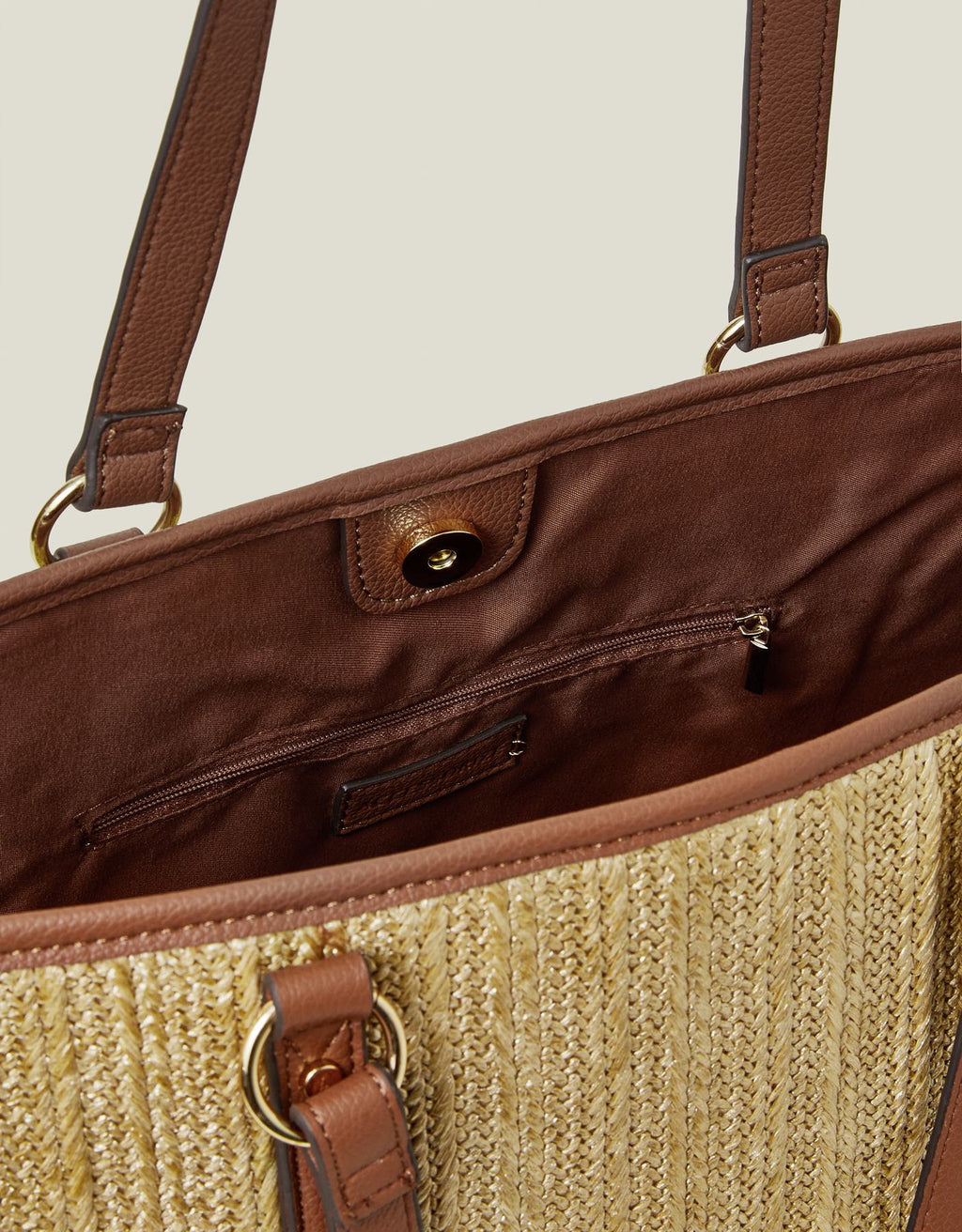 Large Metallic Raffia Shopper Bag