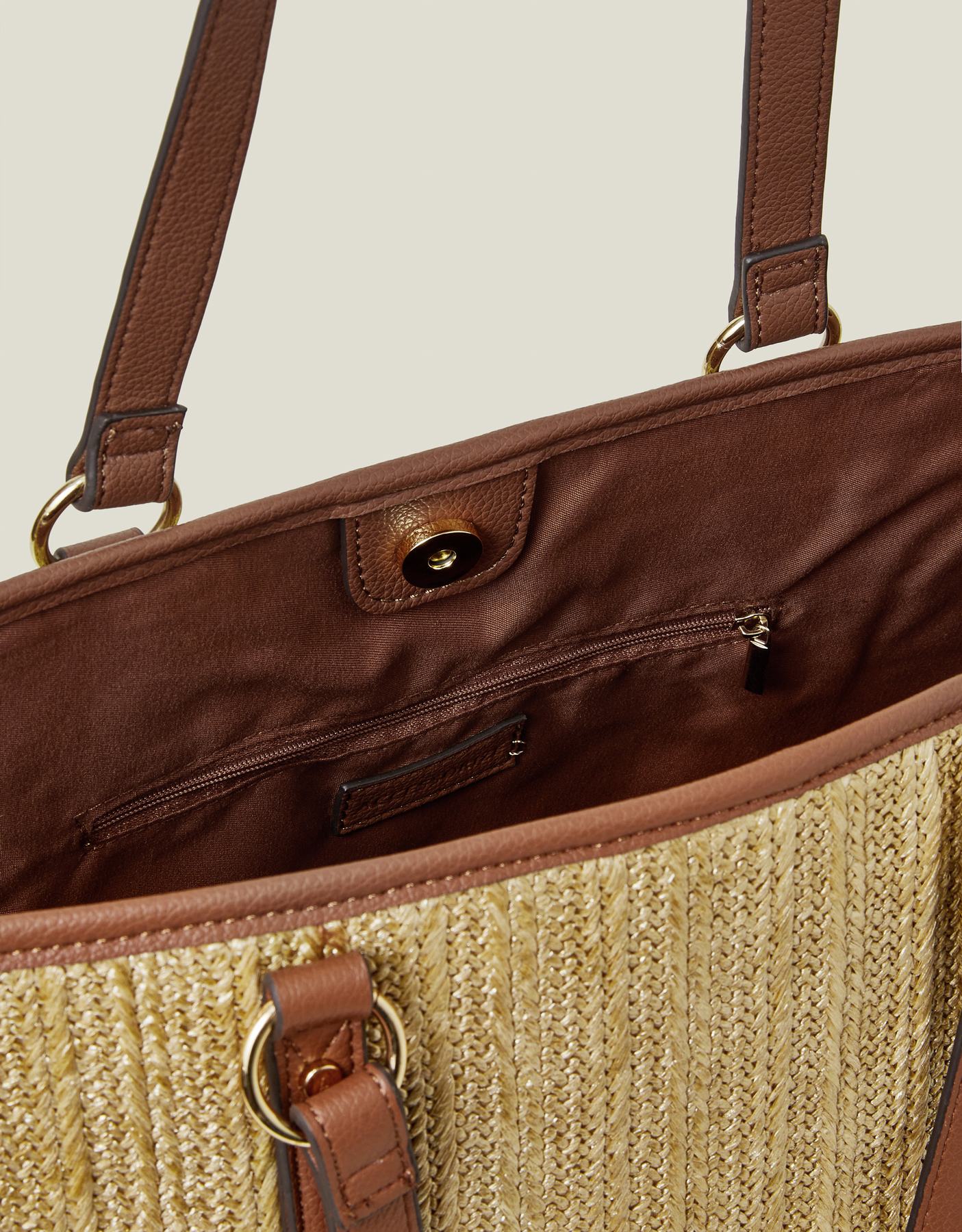 Large Metallic Raffia Shopper Bag