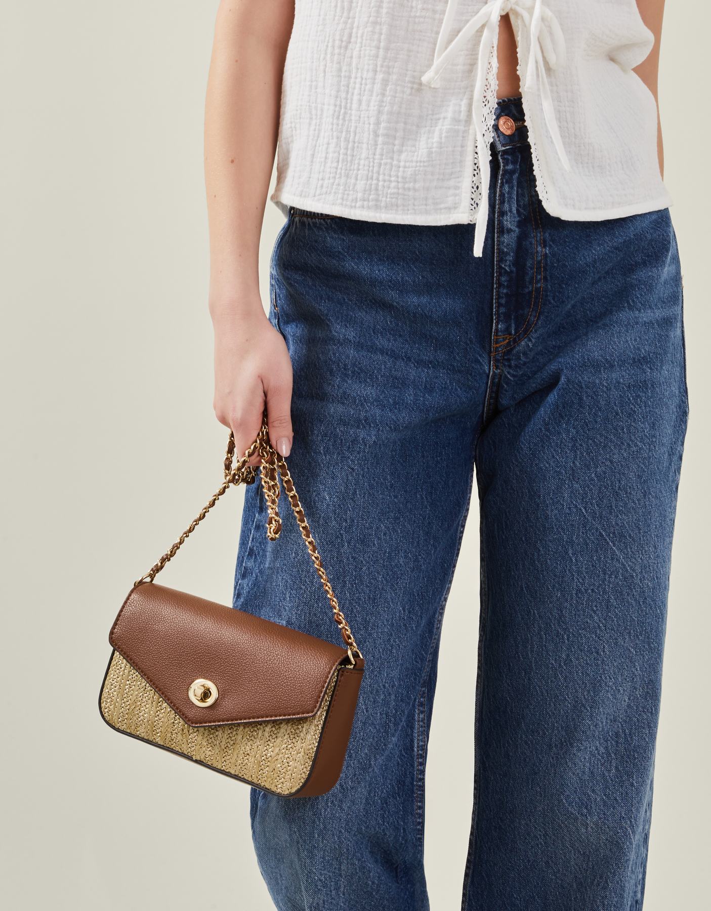 Metallic Raffia Cross-Body Bag