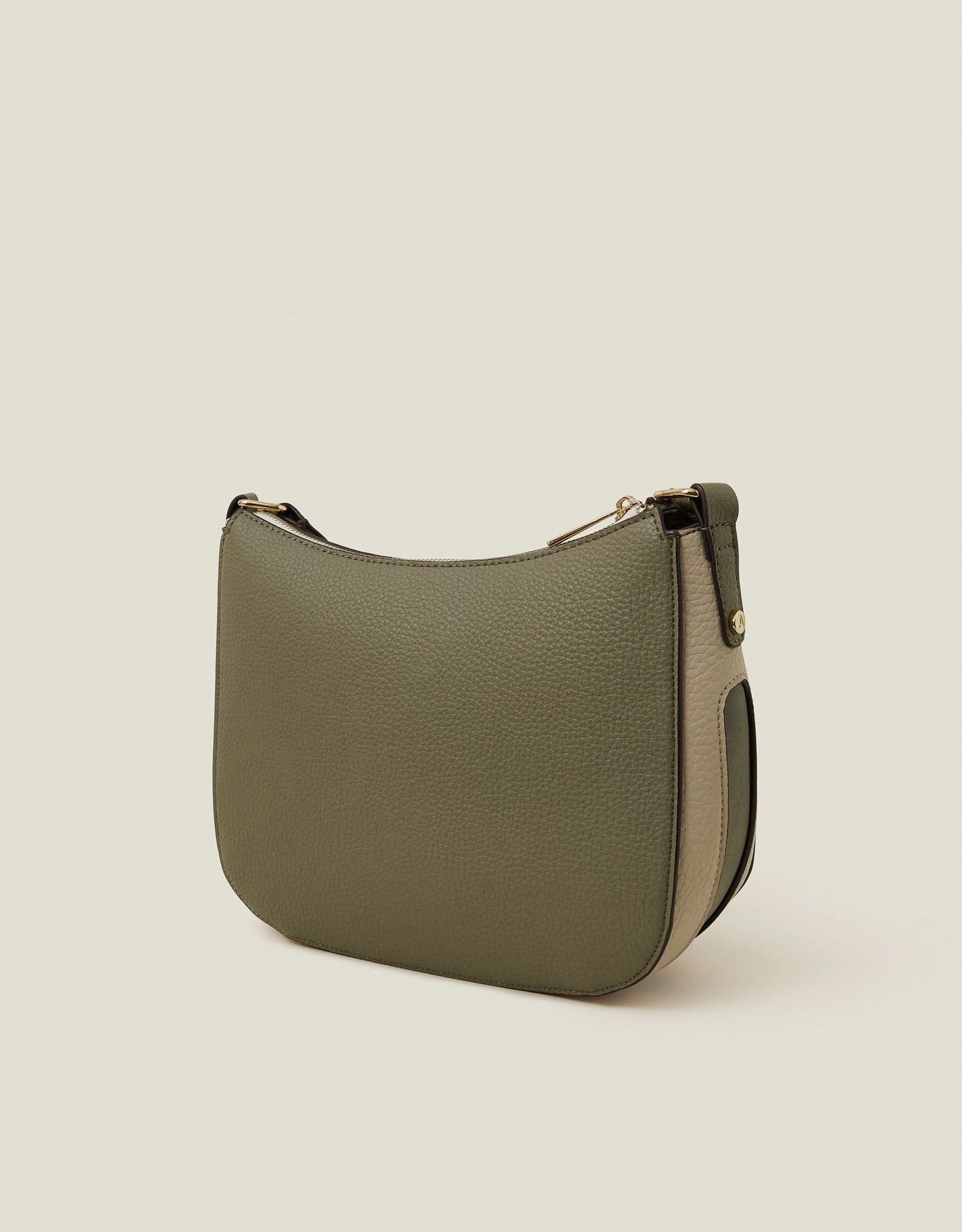 Two-Tone Faux Leather Crossbody Bag