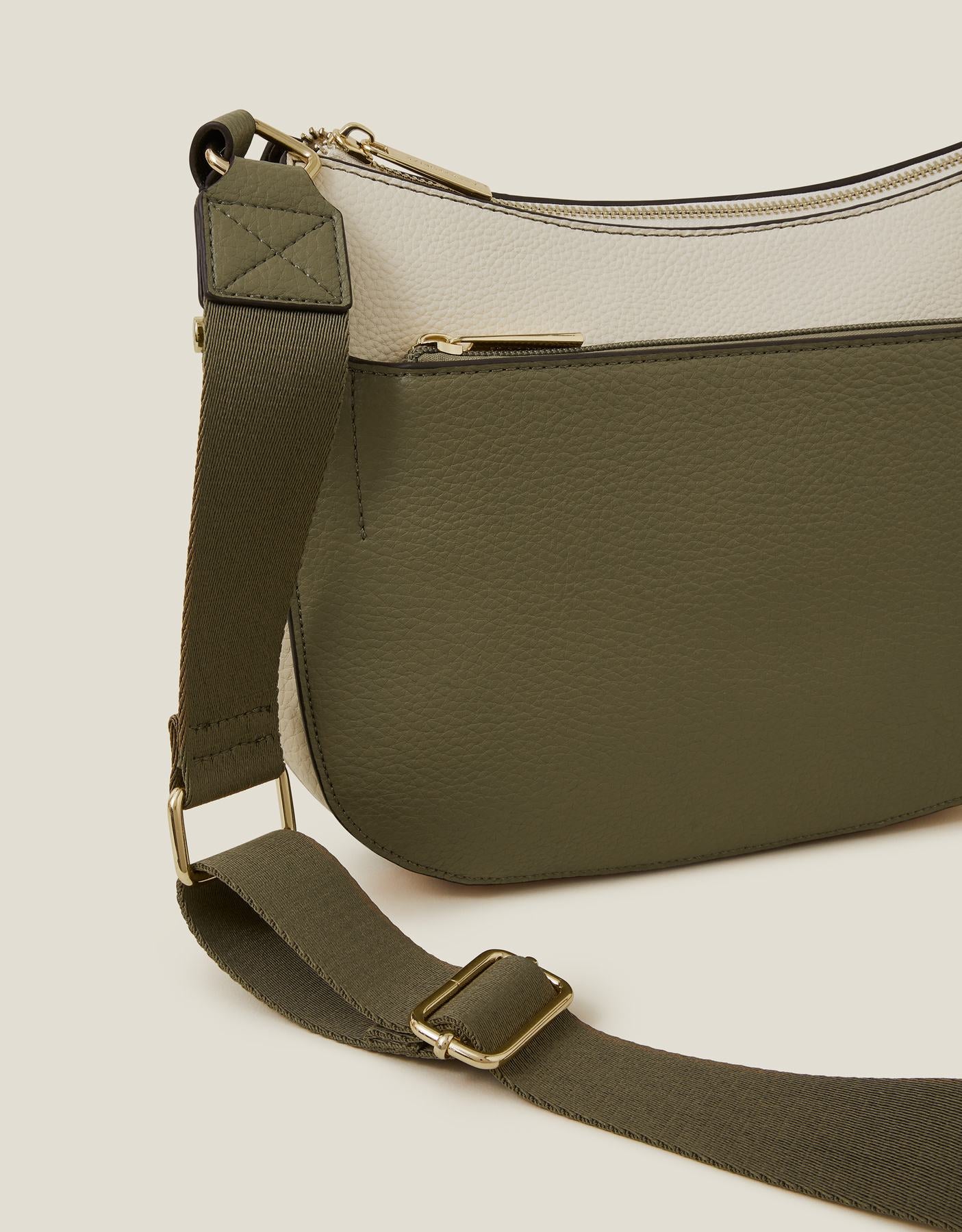 Two-Tone Faux Leather Crossbody Bag