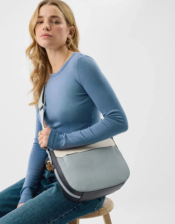 Colour Block Crossbody Bag Blue