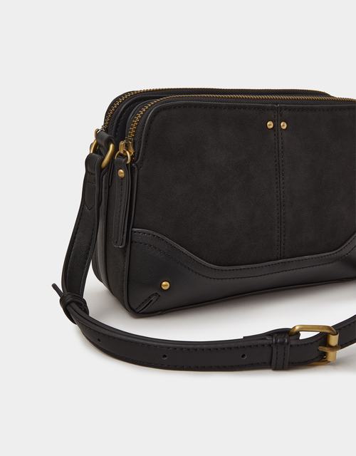 Double Zip Crossbody Bag Black