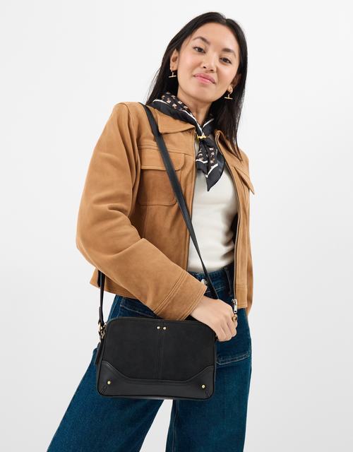 Double Zip Crossbody Bag Black