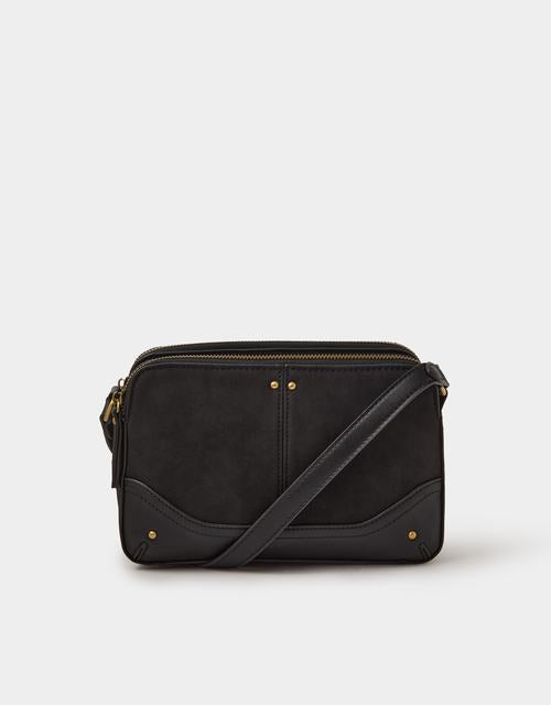 Double Zip Crossbody Bag Black