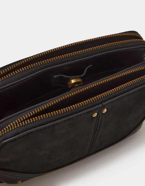 Double Zip Crossbody Bag Black