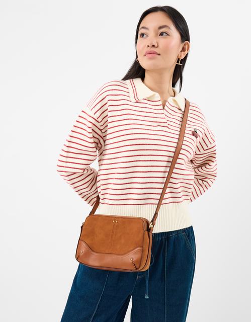 Double Zip Crossbody Bag Tan
