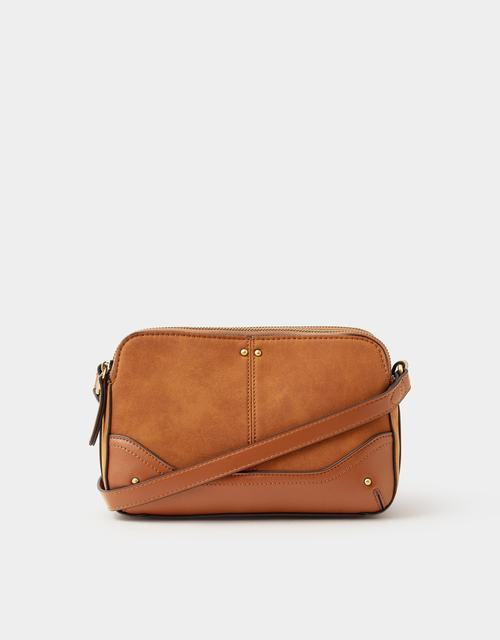 Double Zip Crossbody Bag Tan