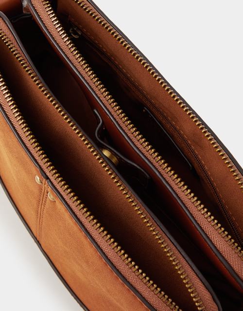 Double Zip Crossbody Bag Tan