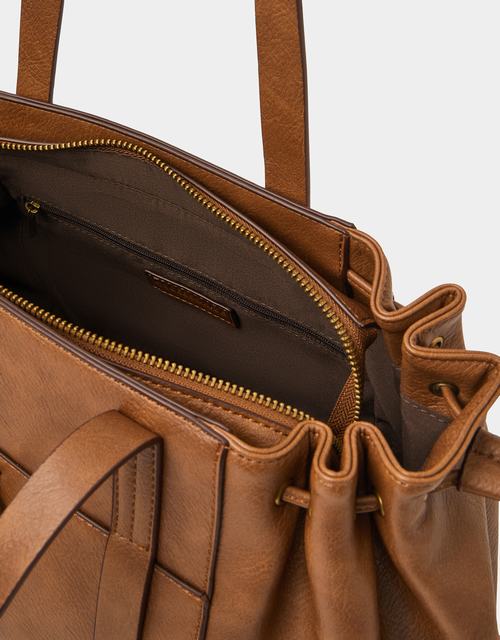 Padlock Ruched Shoulder Bag Tan