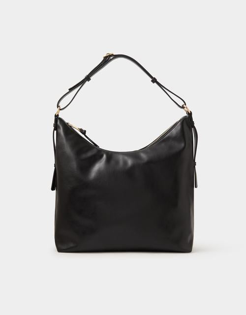 Slouchy Buckle Strap Shoulder Bag Black