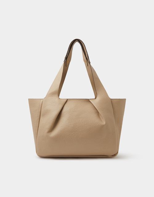 Faux Leather Pleated Shoulder Bag Mink