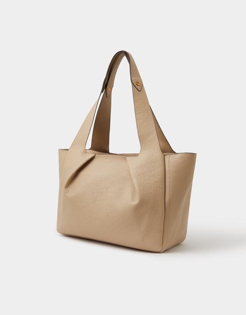 Faux Leather Pleated Shoulder Bag Mink