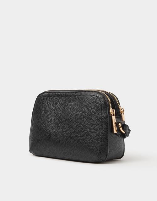 Double Zip Crossbody Black Bag