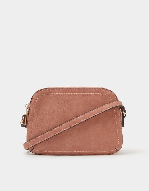 Double Zip Crossbody Bag Pink