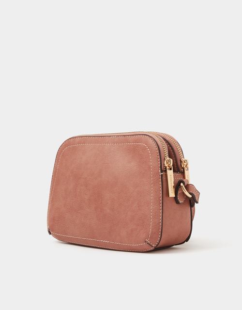 Double Zip Crossbody Bag Pink