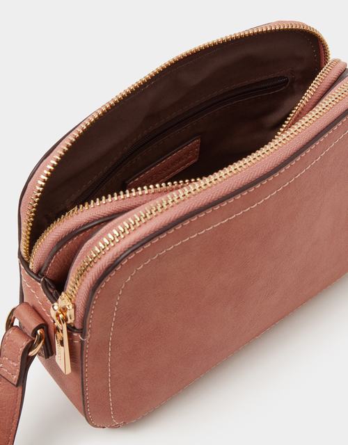 Double Zip Crossbody Bag Pink