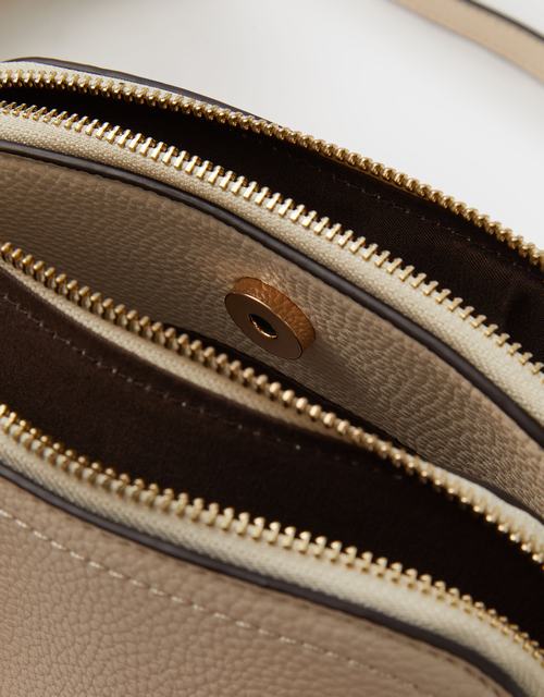 Double Zip Crossbody Bag Cream