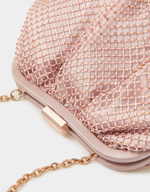 Sequin Clip Frame Clutch Pink