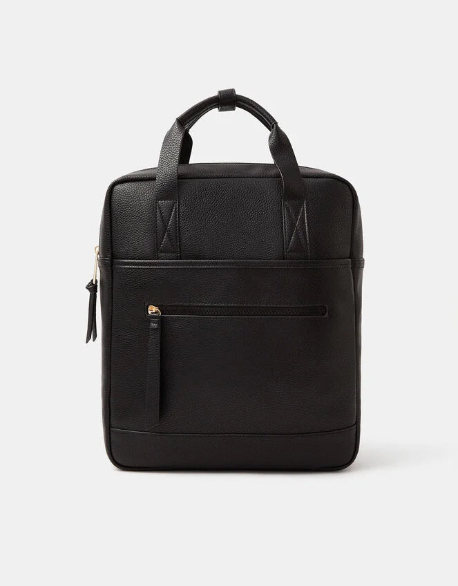 Faux Leather Backpack Black