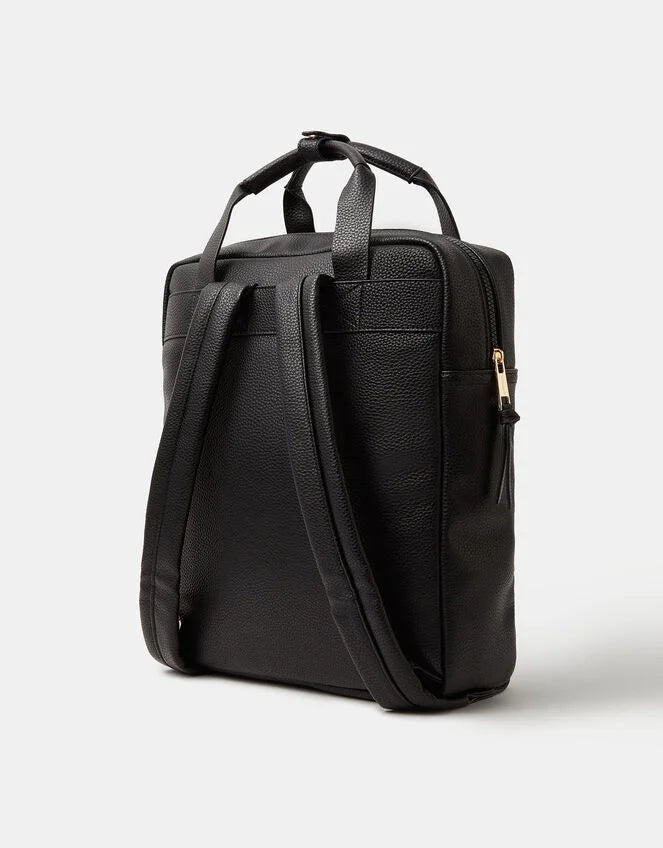Faux Leather Backpack Black