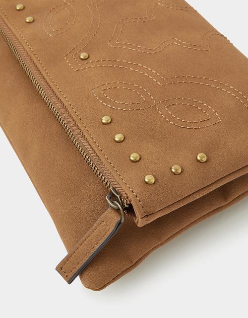 Fold Over Zip Western Crossbody Bag