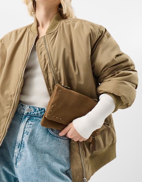 Fold Over Zip Western Crossbody Bag