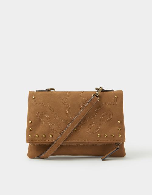 Fold Over Zip Western Crossbody Bag