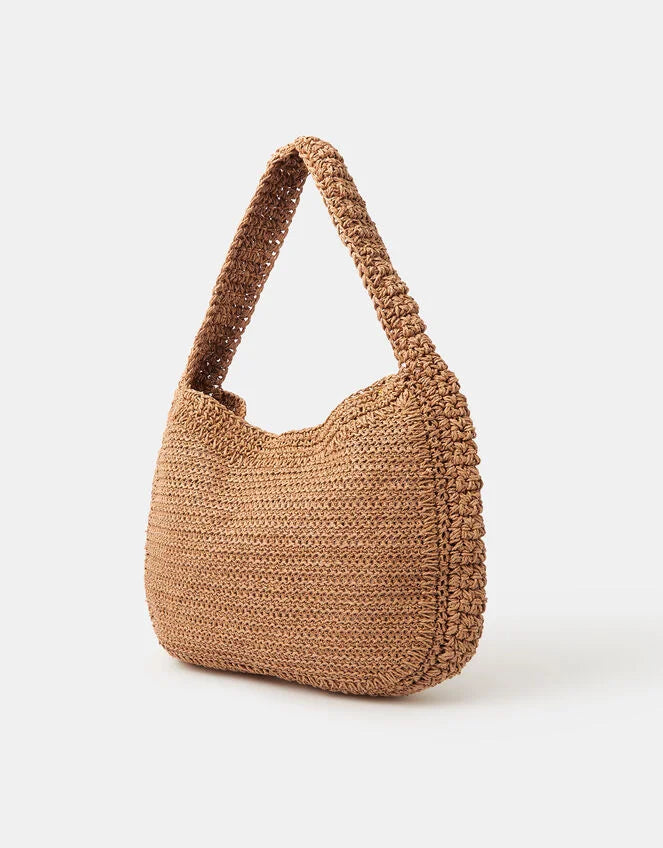 Slouchy Raffia Flower Bag