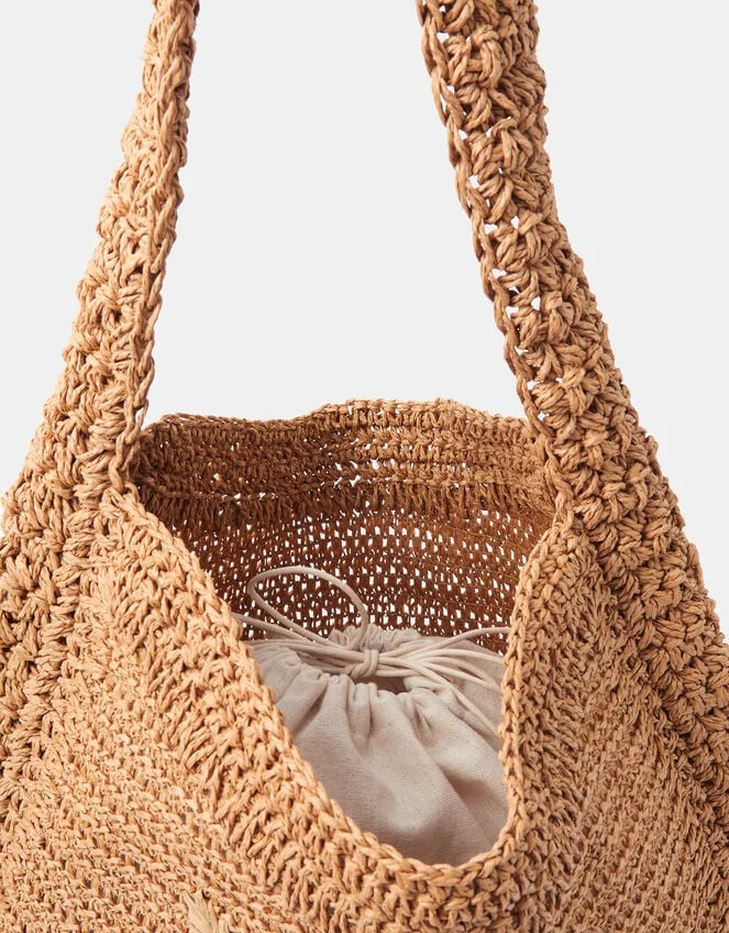Slouchy Raffia Flower Bag